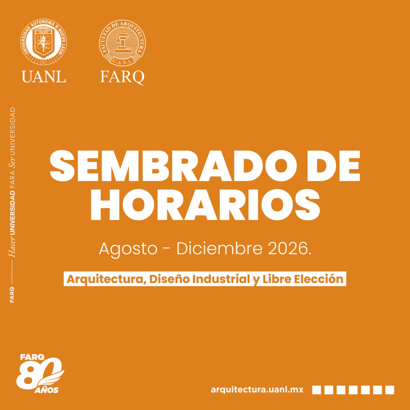 Sembrado de horarios. Agosto – Diciembre 2026
